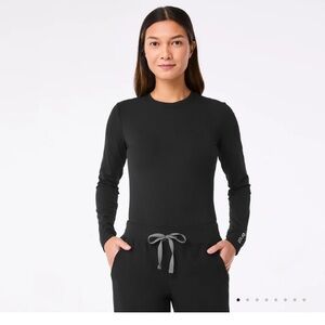 FIGS — Ribbed Longsleeve Underscrub, black, size small.